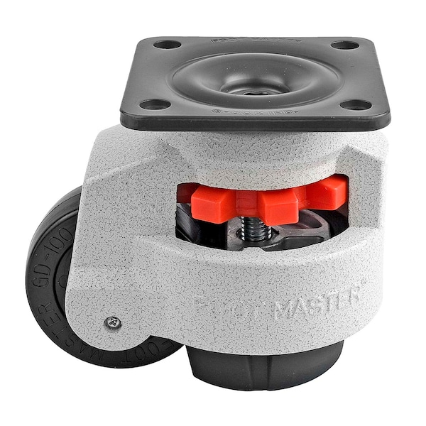 Foot Master Leveling Caster, 75 mm Nylon Wheel, 95x95 mm Plate, Swivel, 800 kg Cap, NBR Foot Pad, Ivory GD-100-F-NYN - main